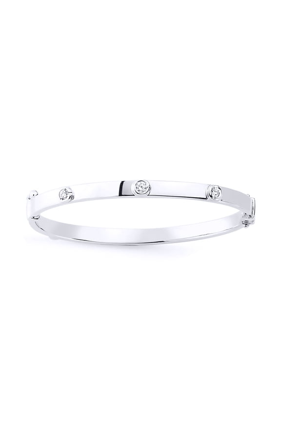Sterling Silver Jewelco London CZ Bubble Donut Baby Bangle Bracelet