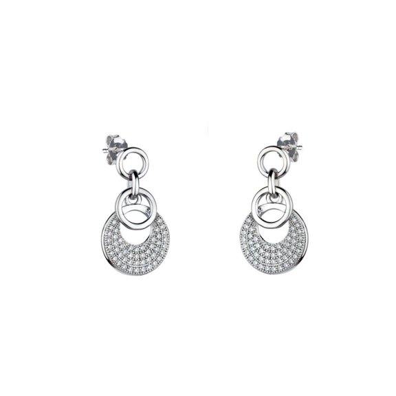 Sterling Silver Jewelco London CZ Encrusted Loops Drop Earrings
