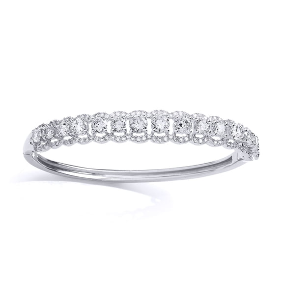 Sterling Silver Jewelco London CZ Halo Cluster Baby Bangle Bracelet