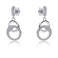 thumbnail image 1 of Sterling Silver Jewelco London CZ Interlocked Magic Rings Drop Earrings, 1 of 3