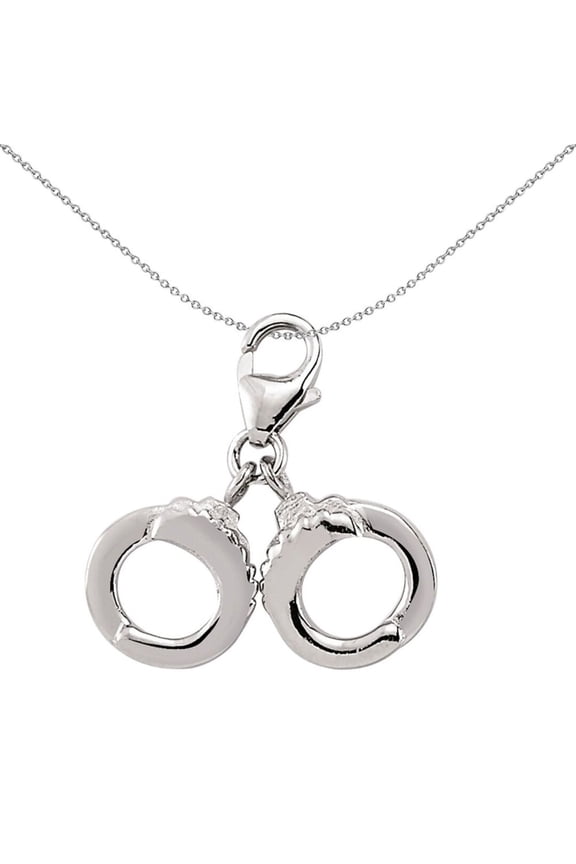 Sterling Silver Jewelco London Naughty Hand Cuffs Link Charm