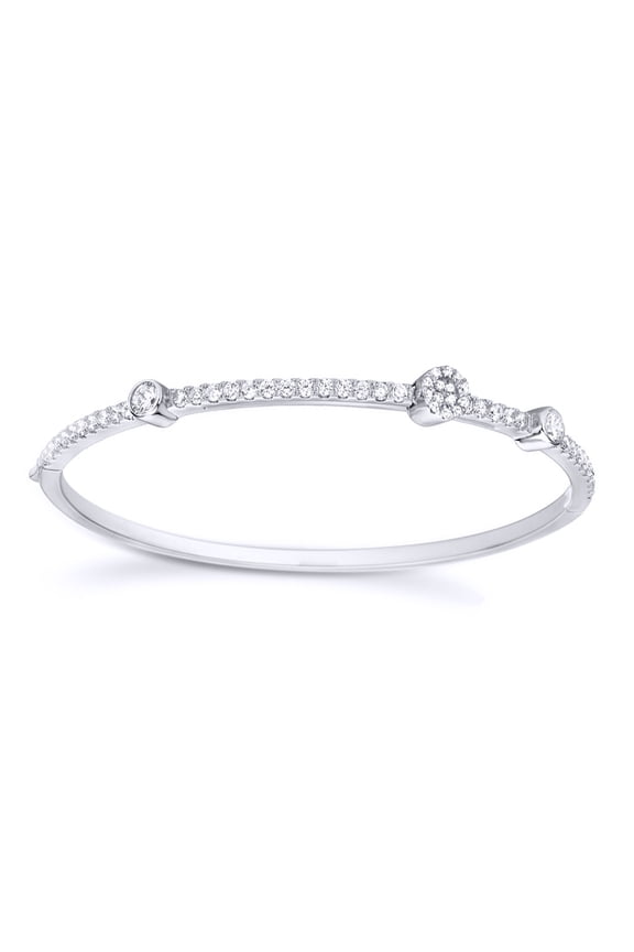 Sterling Silver Jewelco London CZ Simple and Elegant One-Piece Bangle
