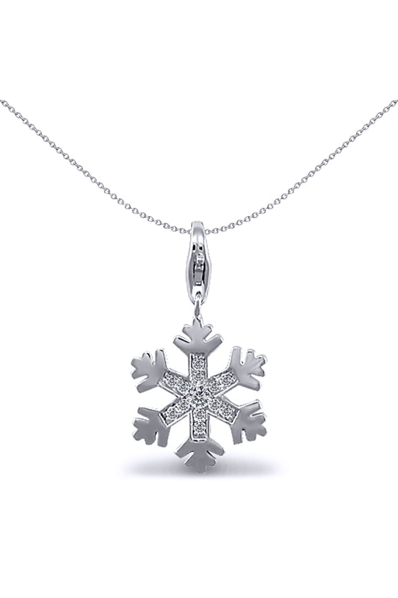 Sterling Silver Jewelco London CZ snowflake Charm Pendant - 18 inch Chain