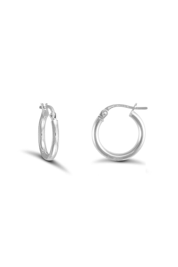 Sterling Silver Jewelco London Polished Hoop Earrings 2mm 14mm