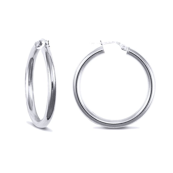 Sterling Silver Jewelco London Polished Hoop Earrings 3mm 30mm