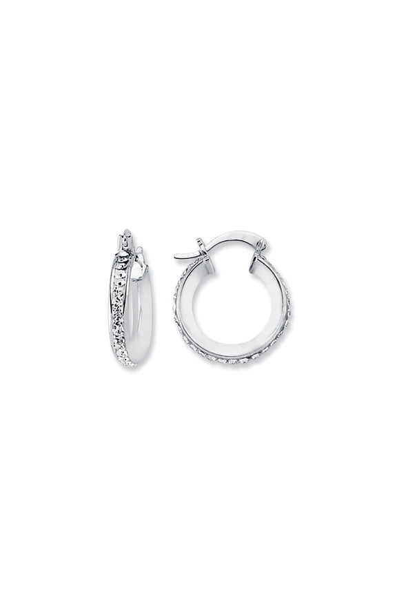 Sterling Silver Jewelco London Round Crystal Eternity Hoop Earrings 17mm 3mm