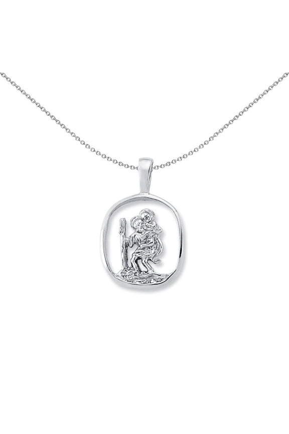 Sterling Silver Jewelco London St Christopher Medallion Necklace 25mm