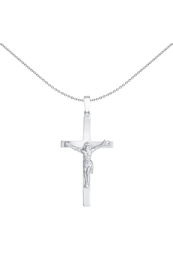 Sterling Silver Jewelco London Stamped Crucifix Plain Cross Pendant