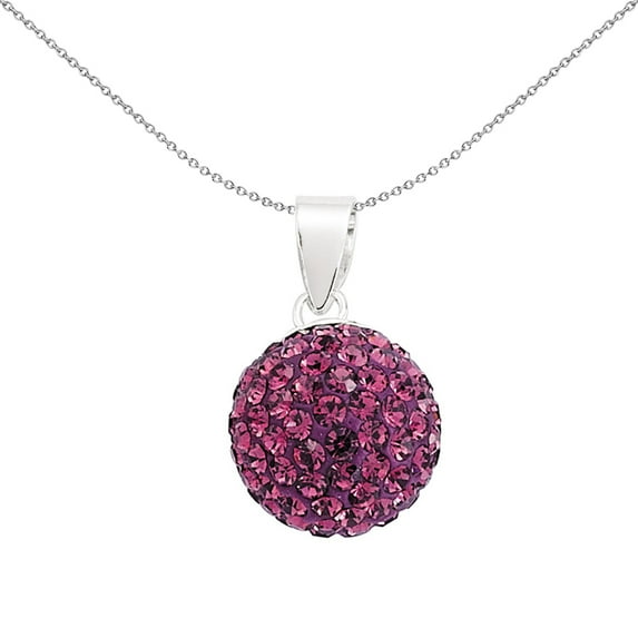 Sterling Silver Jewelco London Violet Crystal Shamballa Pendant