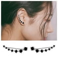 thumbnail image 1 of Sterling Silver Jewelry for Women Ear Cuffs Climber Earrings Hypoallergenic Cartilage Earring with Black Cubic Zirconia for Birthday Gift, 1 of 5