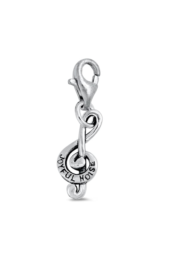 Sterling Silver Joyful Noise Charm Pendant Lobster Clasp Music Note Charm 925 Jewelry Female Unisex