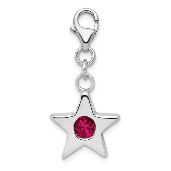 Sterling Silver July CZ Birthstone Star Charm Pendant