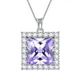 thumbnail image 1 of 6 Carat June Birthstone Necklace Alexandrite Pendant Princess Cut Purple CZ 925 Sterling Silver Jewelry Women Birthday Xmas Mother's Day Gift Juwaliy, 1 of 7