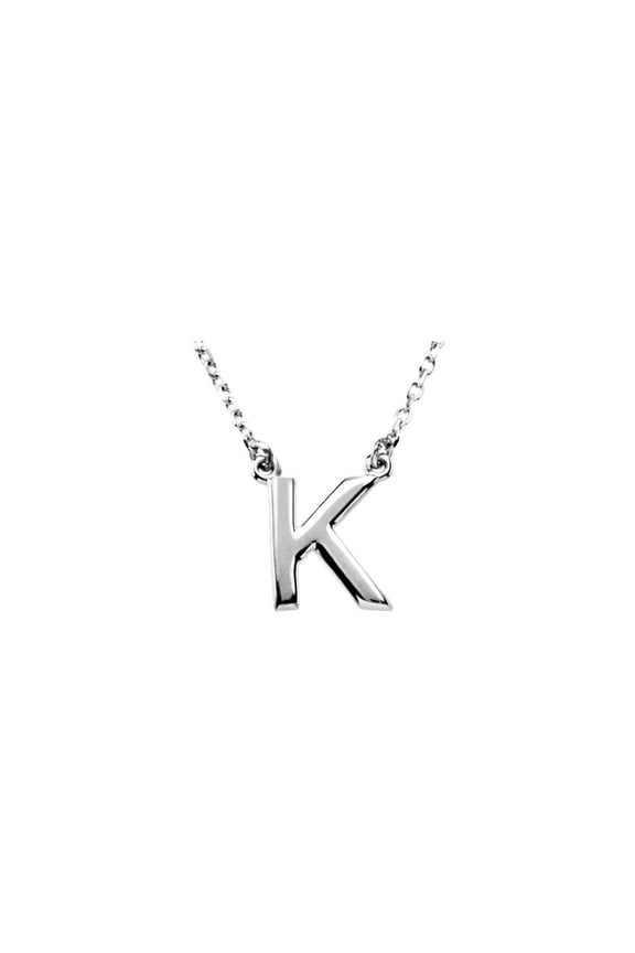 Sterling Silver K 16 Inch Polished 16 Inch Block Initial Necklace - 1.6 Grams