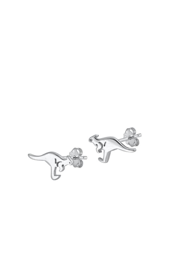 Sterling Silver Kangaroo Aussie Animal High Polished Earrings 925 Jewelry Female Unisex
