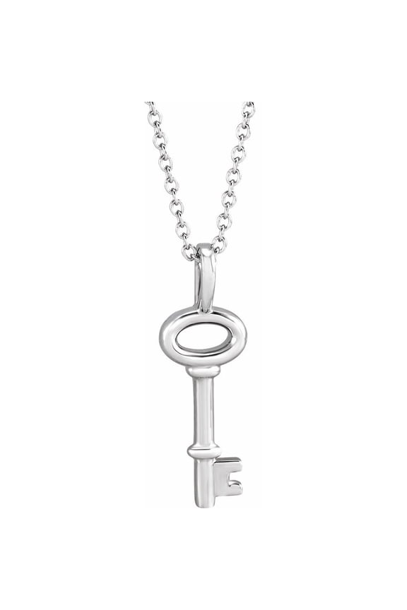 Sterling Silver Key Necklace Fine Jewelry for Women Gifts for Her (20x6.5mm), 16-18"