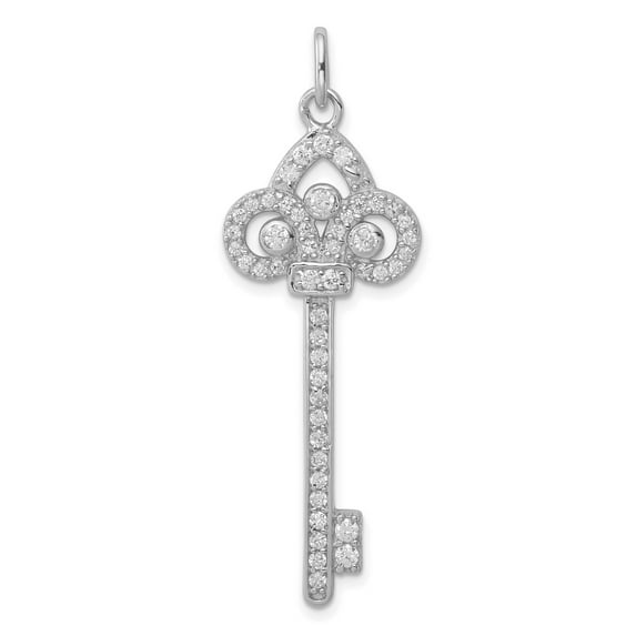 Sterling Silver Key Pendant Necklace for Women, Vintage Style with Cubic Zirconia, Symbolic Jewelry for Love, Spiritual Meaning, Romantic Fashion Accessory