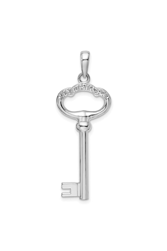 Sterling Silver Key Pendant Necklace for Women with Key to My Heart Phrase, Romantic Heart Charm Jewelry, Symbol of Love and Commitment