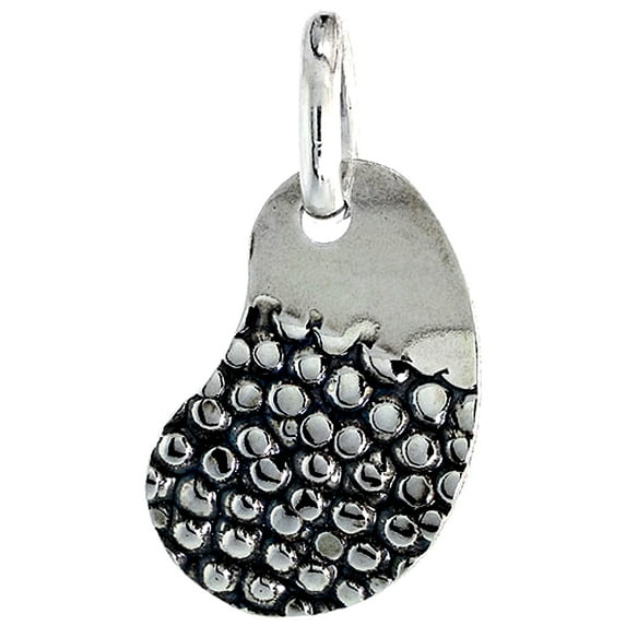 Sterling Silver Kidney Necklace with 24 inch Surgical Steel Chain Italy, 1 inch