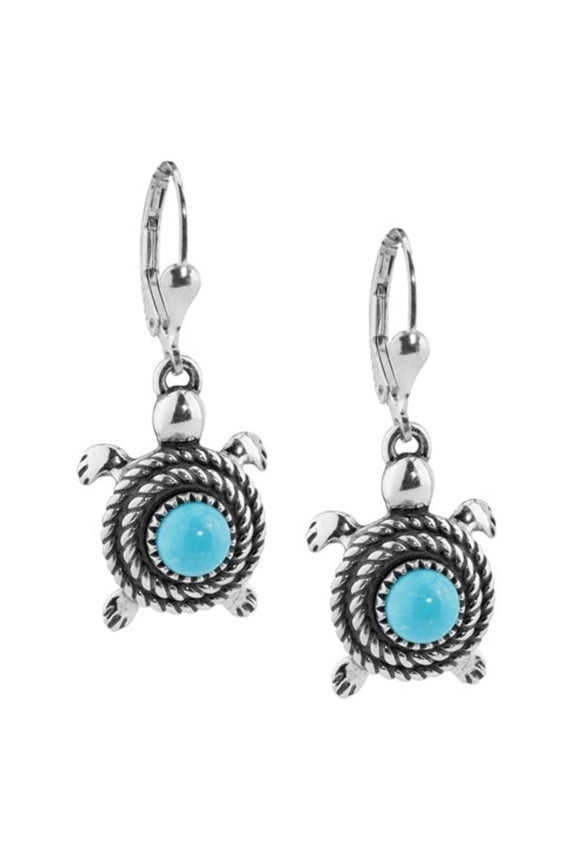 Sterling Silver Kingman Turquoise Turtle Dangle Earrings
