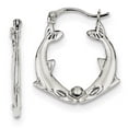 thumbnail image 1 of Sterling Silver Kissing Dolphins Hoop Earrings - 3.2 Grams - Measures 25x21mm Wide, 1 of 2