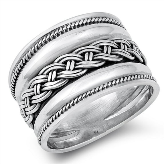 Sterling Silver Knot Braided Bali Ring Size 12