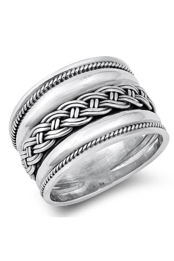Sterling Silver Knot Braided Bali Ring Size 6
