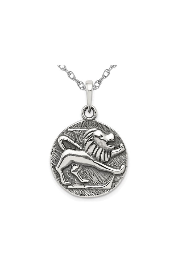 Sterling Silver LEO Charm Zodiac Astrology Pendant Necklace with Chain for Women