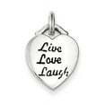 thumbnail image 1 of 925 Sterling Silver Solid Oxidized Polished back Live Laugh Love Heart Pendant Necklace 22x14mm Wide Pendant for Women, 1 of 4