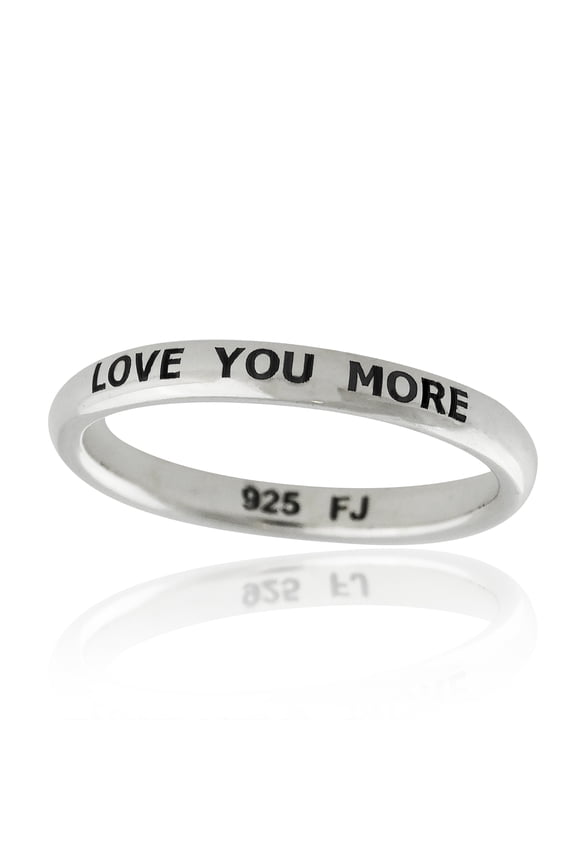 Sterling Silver LOVE YOU MORE Engraved Stackable Ring, Sizes 6, 7, 8, 9, 10 (8)