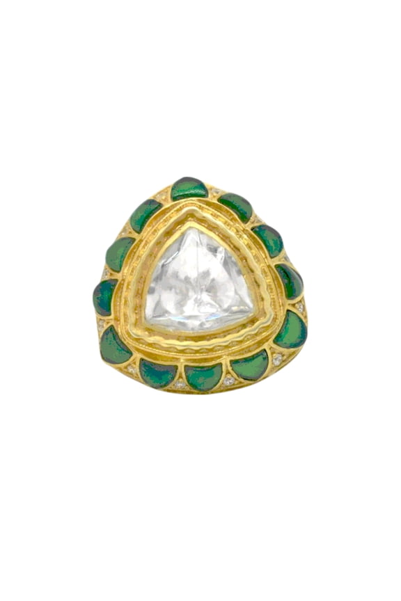 Sterling Silver Lab Moissanite Emerald Statement Ring