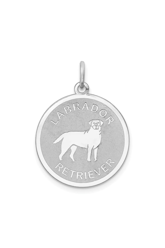 925 Sterling Silver Labrador Retriever Dog Pendant Charm, Engravable 19mm Disc