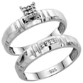 thumbnail image 1 of Sterling Silver Ladies’ 2-Piece Diamond Engagement Wedding Ring Set Rhodium finish, 5/32 inch wide Size 7, 1 of 3