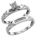 thumbnail image 1 of Sterling Silver Ladies’ 2-Piece Diamond Engagement Wedding Ring Set Rhodium finish, Size 10, 1 of 3