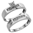 thumbnail image 1 of Sterling Silver Ladies’ 2-Piece Diamond Engagement Wedding Ring Set Rhodium finish, Size 7.5, 1 of 3
