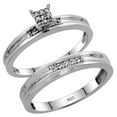 thumbnail image 1 of Sterling Silver Ladies’ 2-Piece Diamond Engagement Wedding Ring Set Rhodium finish, Size 8, 1 of 3