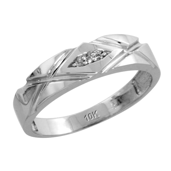 Sterling Silver Ladies' Diamond Band, w/ 0.02 Carat Brilliant Cut Diamonds, 3/16 in. (5mm) wide, Size 5