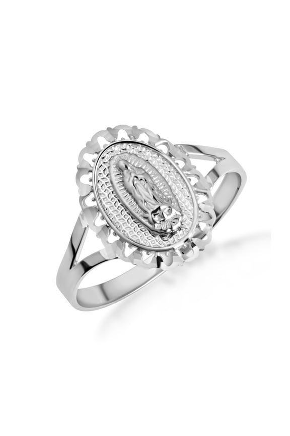 Sterling Silver Lady Of Guadalupe Sacred Oval Medallion Ring - Size 9