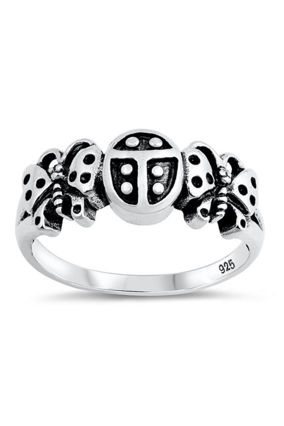 Sterling Silver Ladybug And Butterfly Ring Size 10