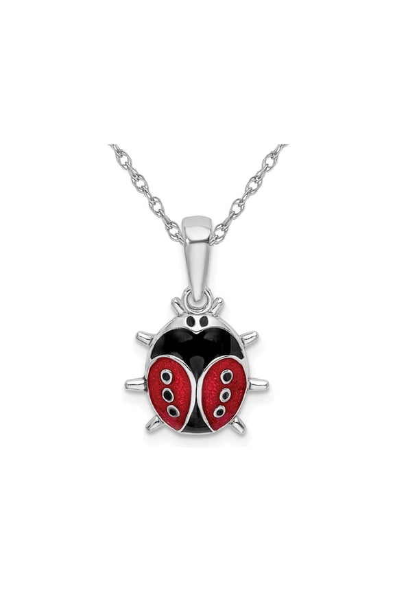Gem & Harmony Sterling Silver Ladybug Pendant Necklace with Chain for Women