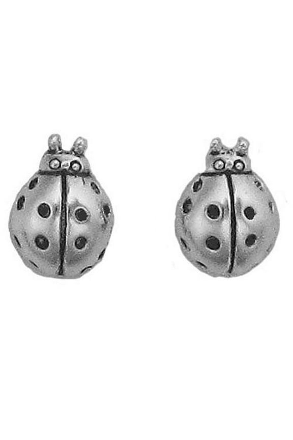 Sterling Silver Ladybug Stud Earrings item #640 with Hypoallergenic Posts and Clutch Backs