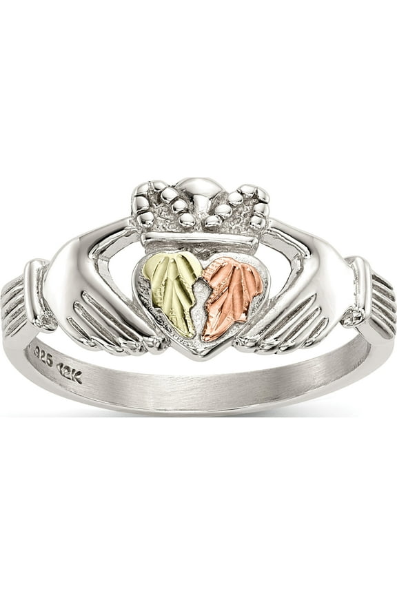 Sterling Silver Landstrom's Mt. Rushmore Black Hills 12K Gold Accents Claddagh Ringsize 8 - Jbsp