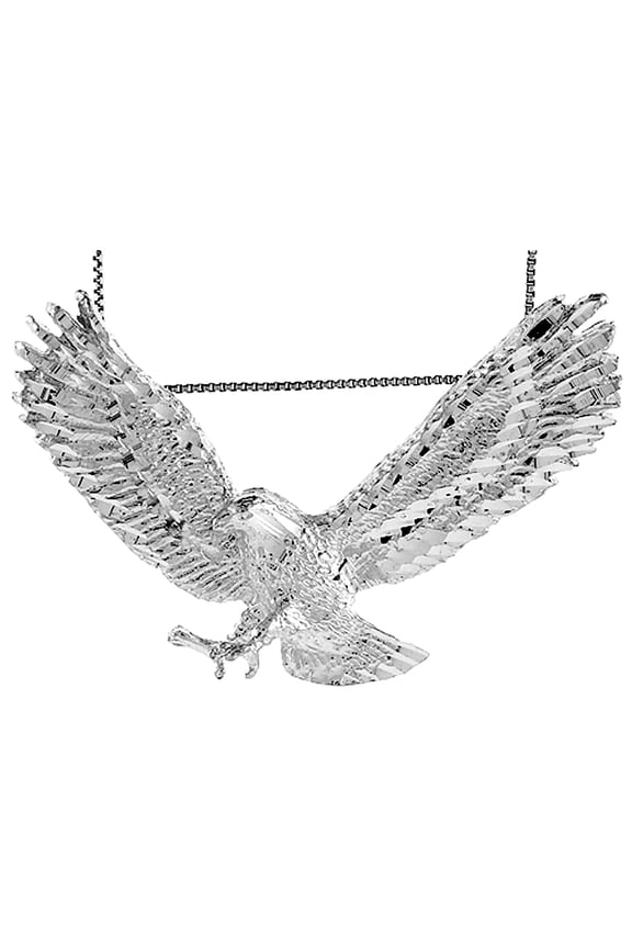 Sterling Silver Large Eagle Pendant, 2 1/2 inch wide