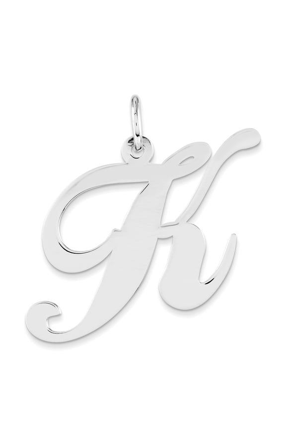 Sterling Silver Large Fancy Script Initial K Charm