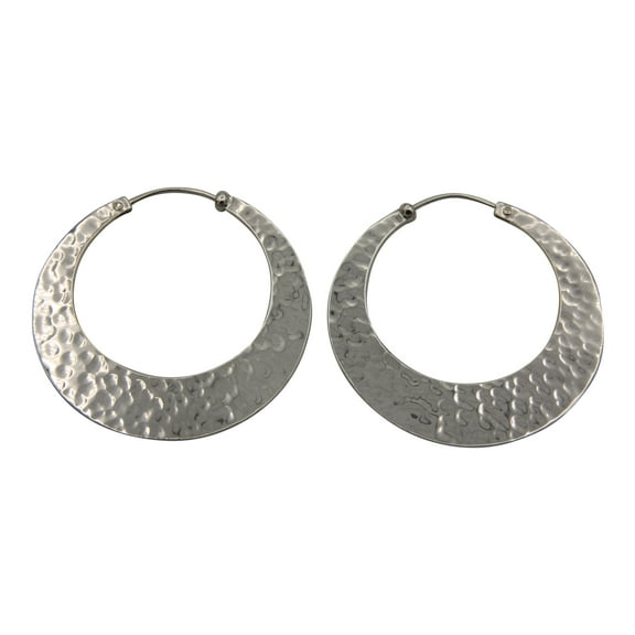 Sterling Silver Large Hammered Hoops