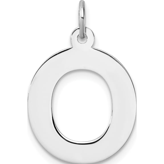 Sterling Silver Large Rhodium-Plated Block Letter O Initial Charm (Width 15.77) (Length 24.21) - Jbsp