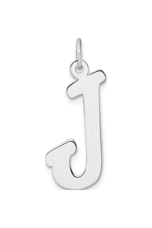 Sterling Silver Large Rhodium-Plated Script Letter J Initial Charm (Width 10.62) (Length 28.35) - Jbsp
