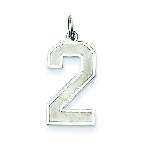 Sterling Silver Large Satin Number 2 Charm Pendant
