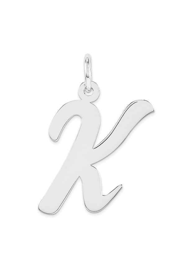 Sterling Silver Large Script Initial K Charm