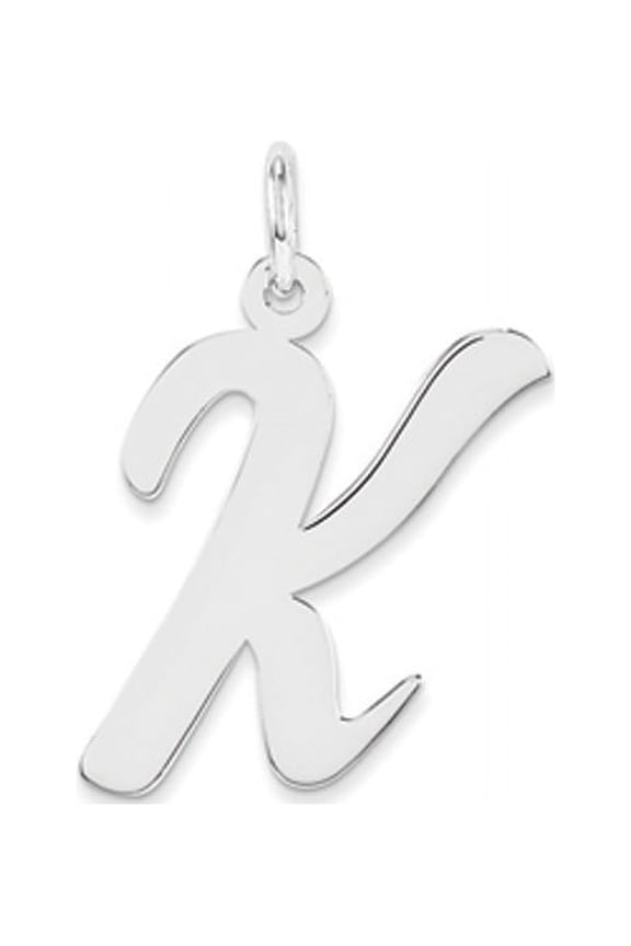 925 Sterling Silver Solid Polished Large Script Letter Name Personalized Monogram Initial K Charm 21x11mm Wide Pendant N